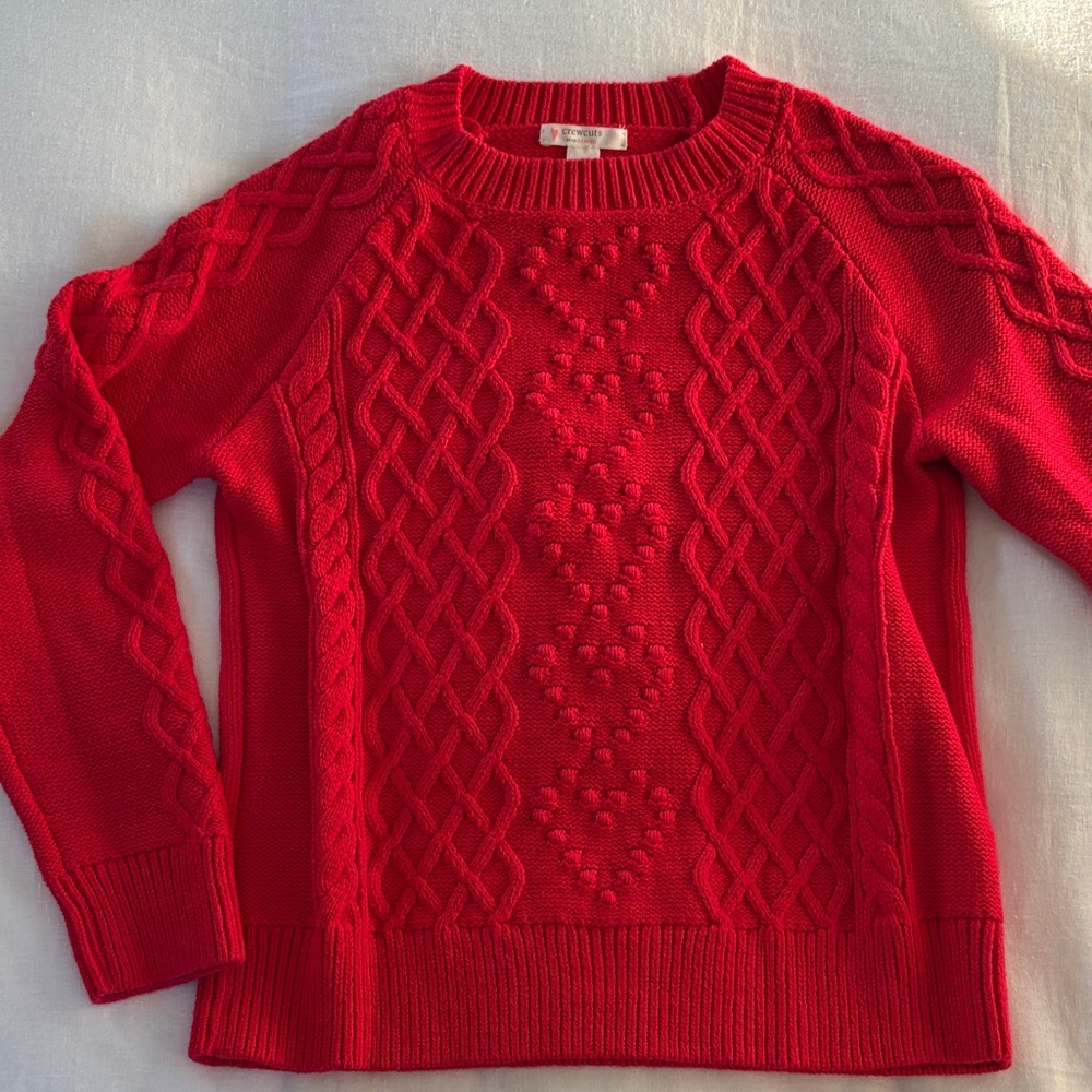 Crew Cuts by J. Crew Girls Red Cable Knit Sweater sz 10-12